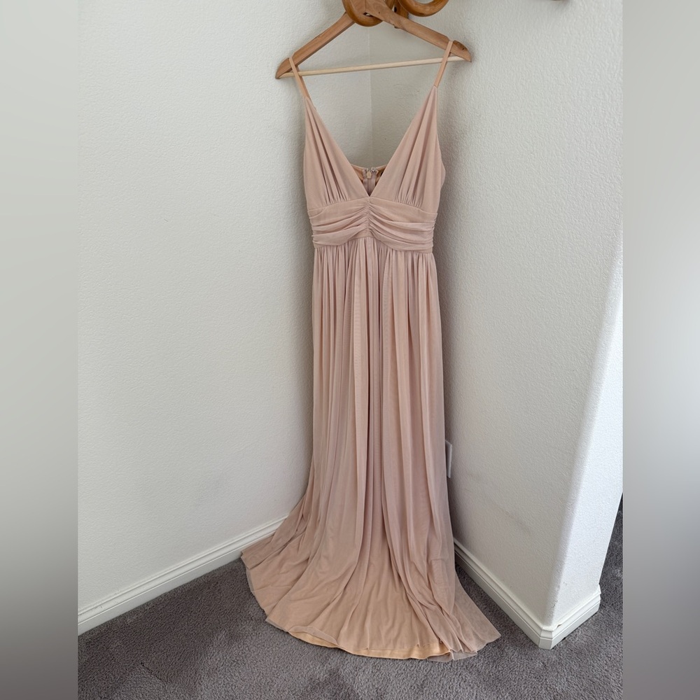 LULUS cream ivory maxi dress gown sleeveless V-neck stretch size M